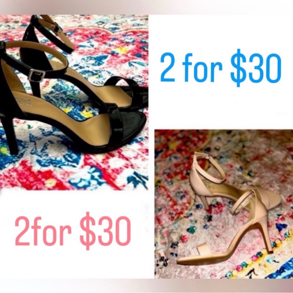 2 Pairs Black & Nude Ankle-Strap Stiletto Heels - Elegant Women's Sandals